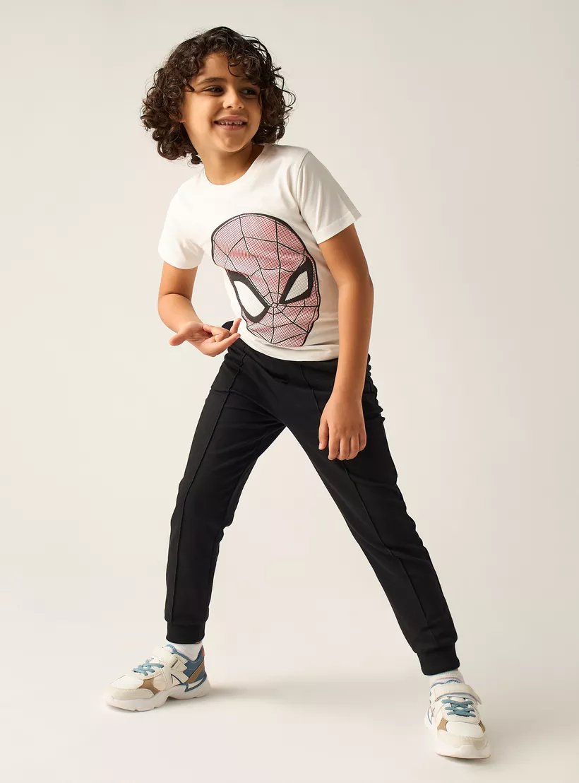 Spider-Man Print T-Shirt with Short-