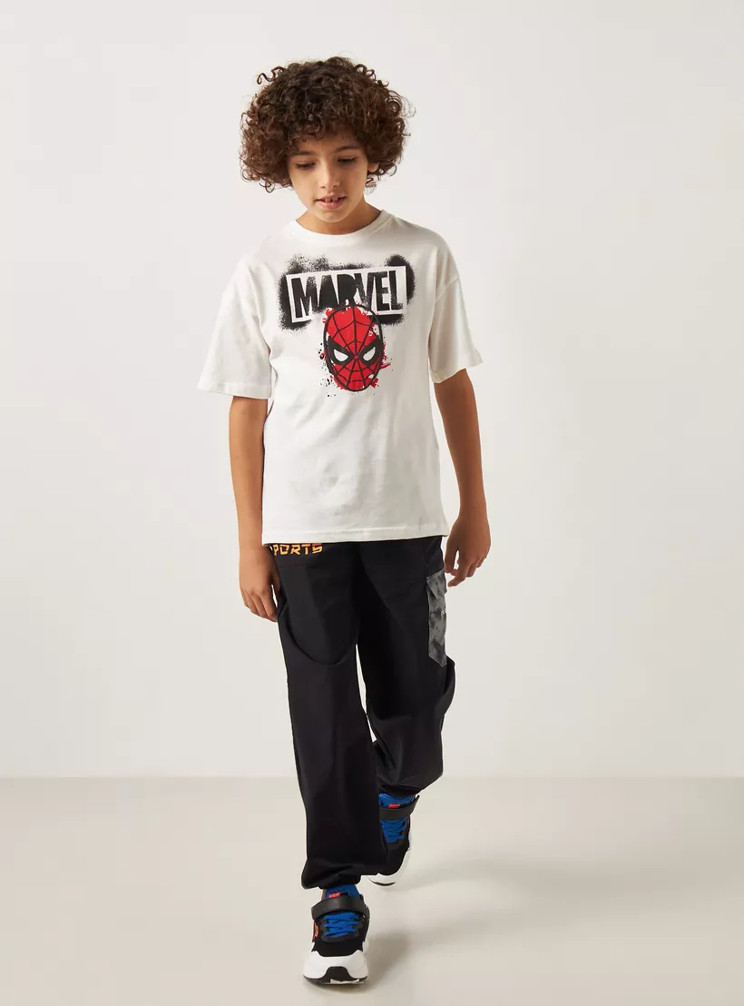 Spider-Man Print T-shirt with Crew Neck and Short Sleeves-2