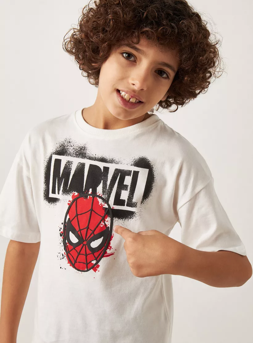 Spider-Man Print T-shirt with Crew Neck and Short Sleeves-3