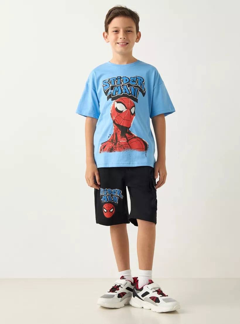Spider-Man Print T-shirt with Short Sleeves -2