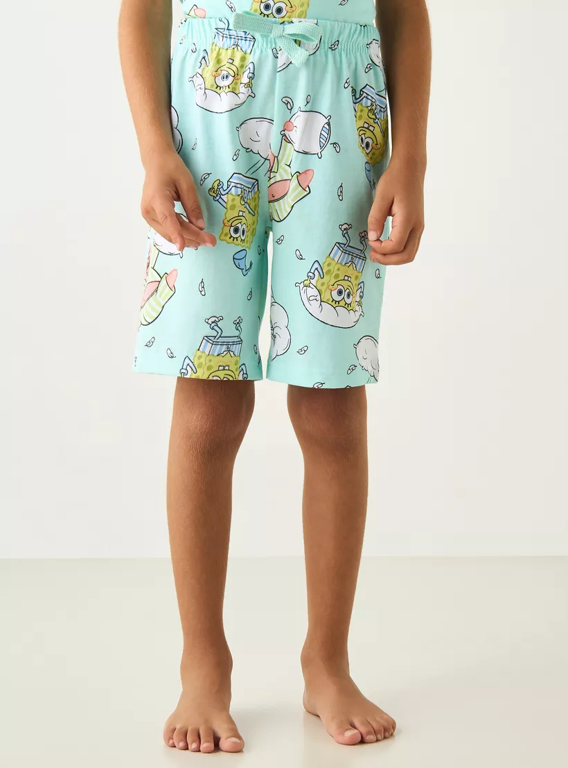 Spongebob-Print-T-shirt-and-Shorts-Set-2