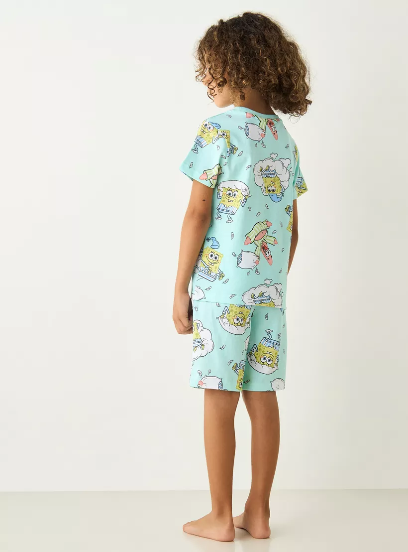 Spongebob-Print-T-shirt-and-Shorts-Set-3