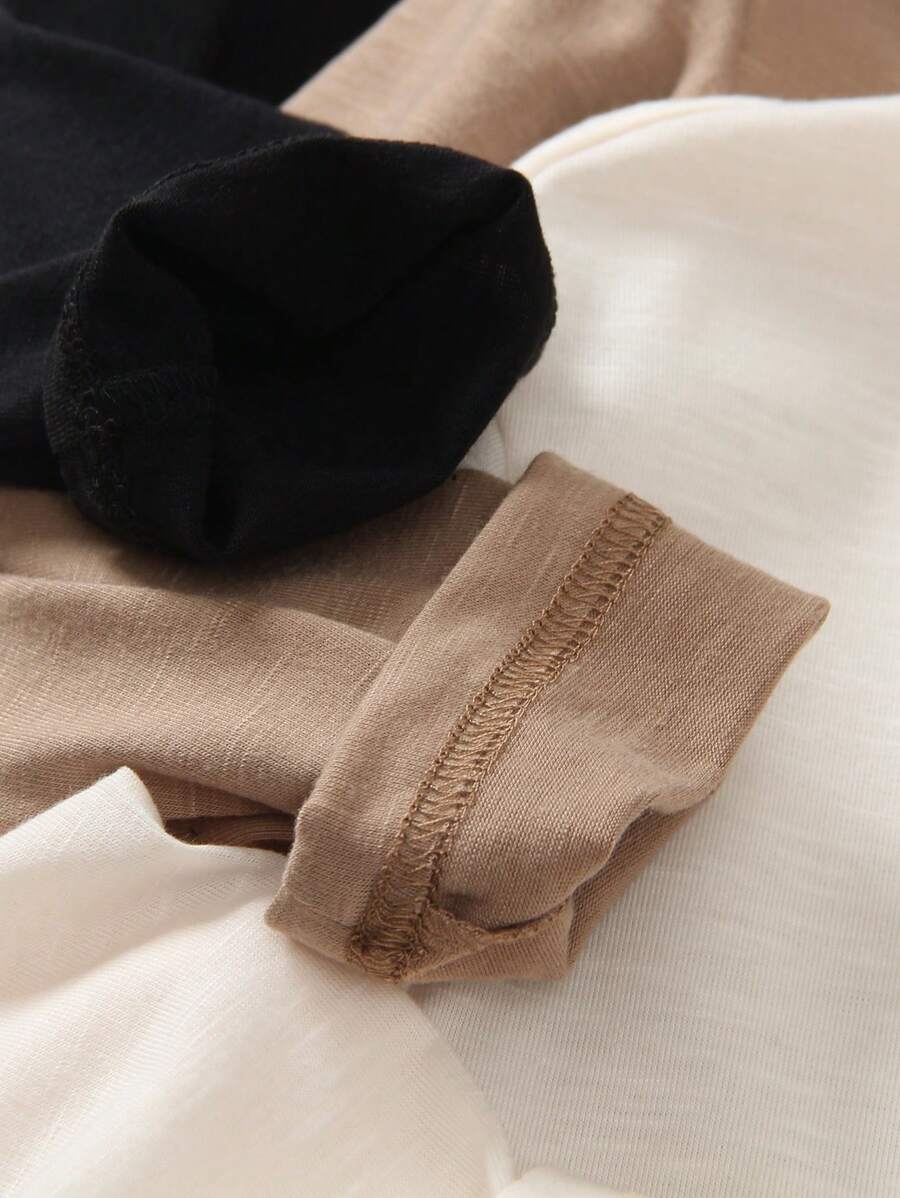 Set Young Boy Long Sleeve T-Shirts, Black Round Neck With Hem Split-6