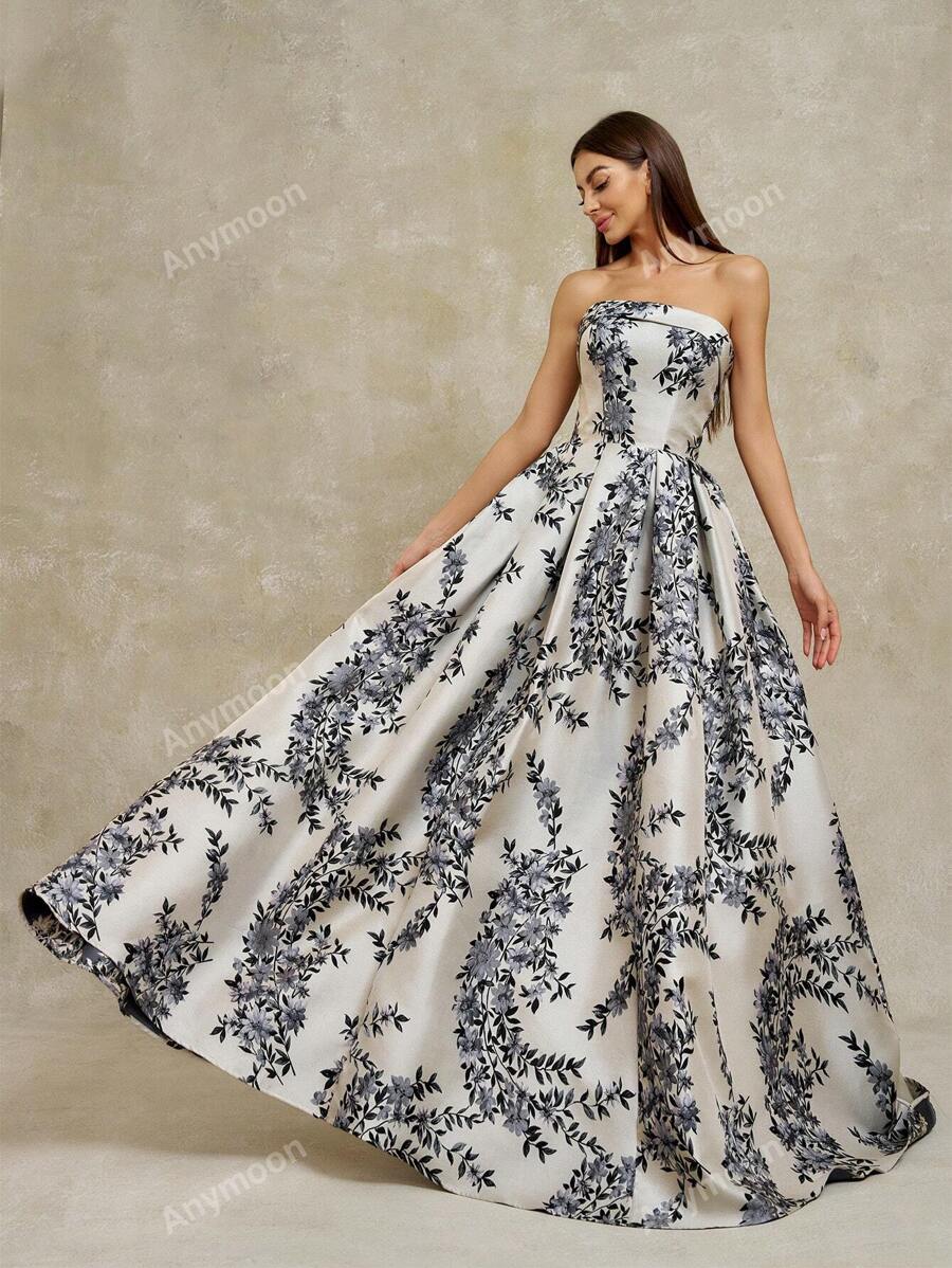 Anymoon Women's Open Shoulder Floral Jacquard Evening -5