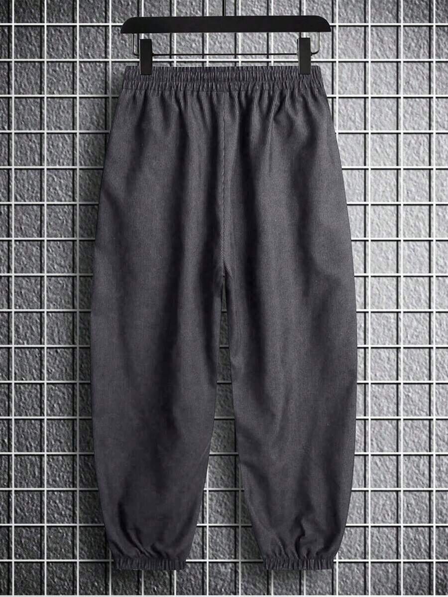 Corduroy Drawstring Ankle Men Pants-2