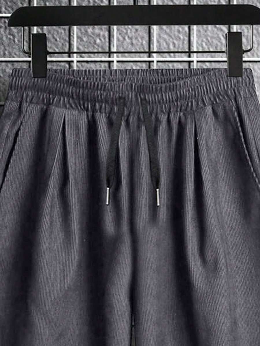 Corduroy Drawstring Ankle Men Pants-3