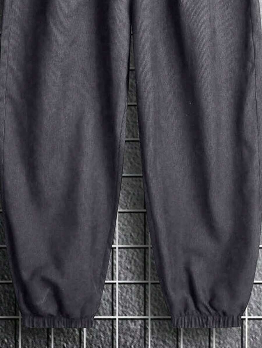 Corduroy Drawstring Ankle Men Pants-4