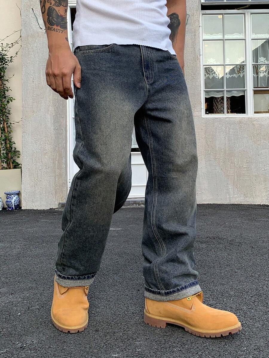 DAZY Men's Straight Leg Casual Jeans With Belt Loops And Pockets-3