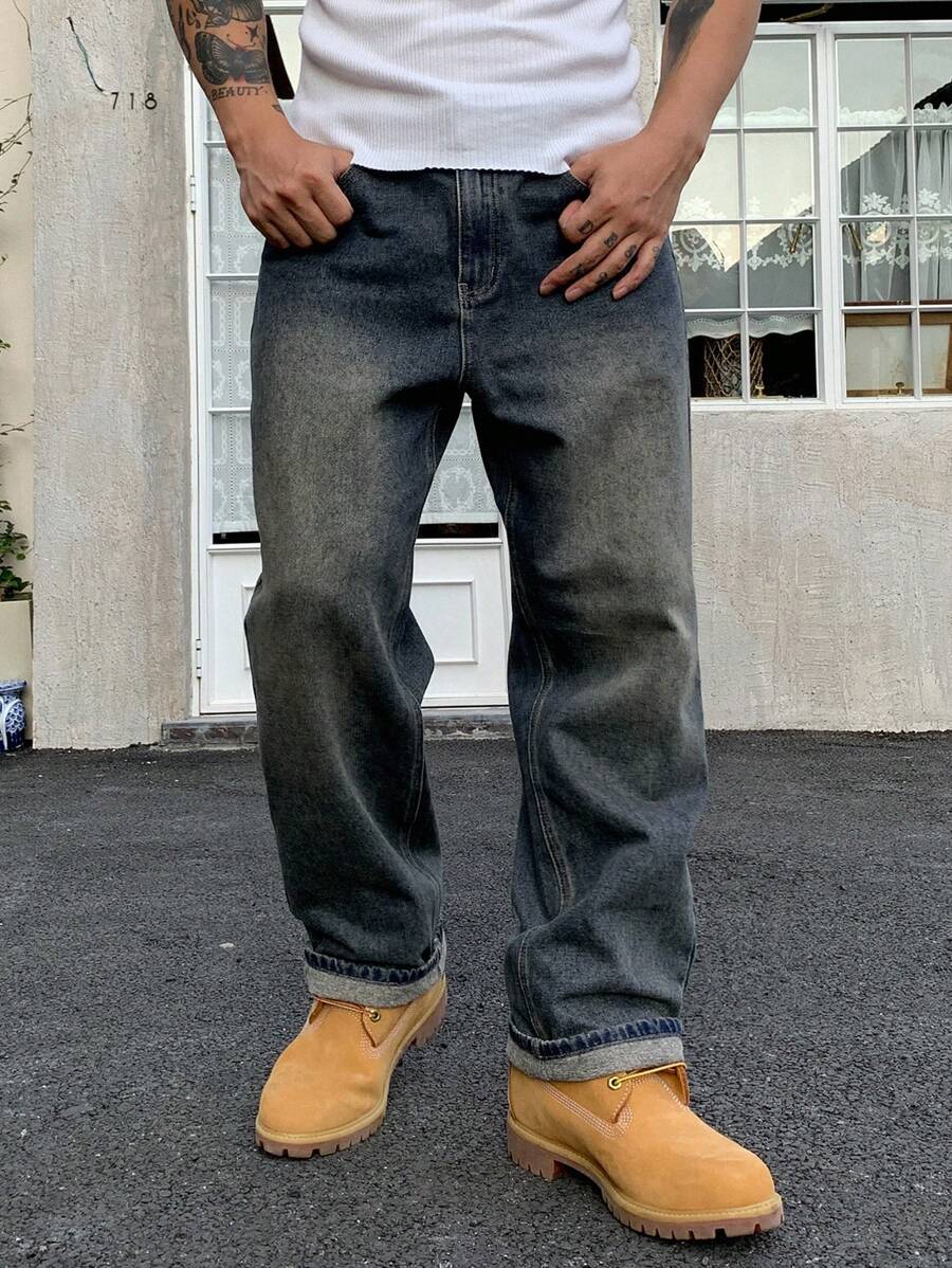 DAZY Men's Straight Leg Casual Jeans With Belt Loops And Pockets-6