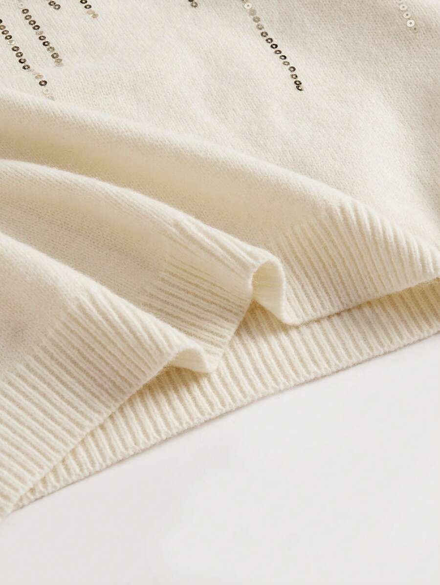 Elenzga Solid Color Sequin Splicing Stand Collar Batwing-4