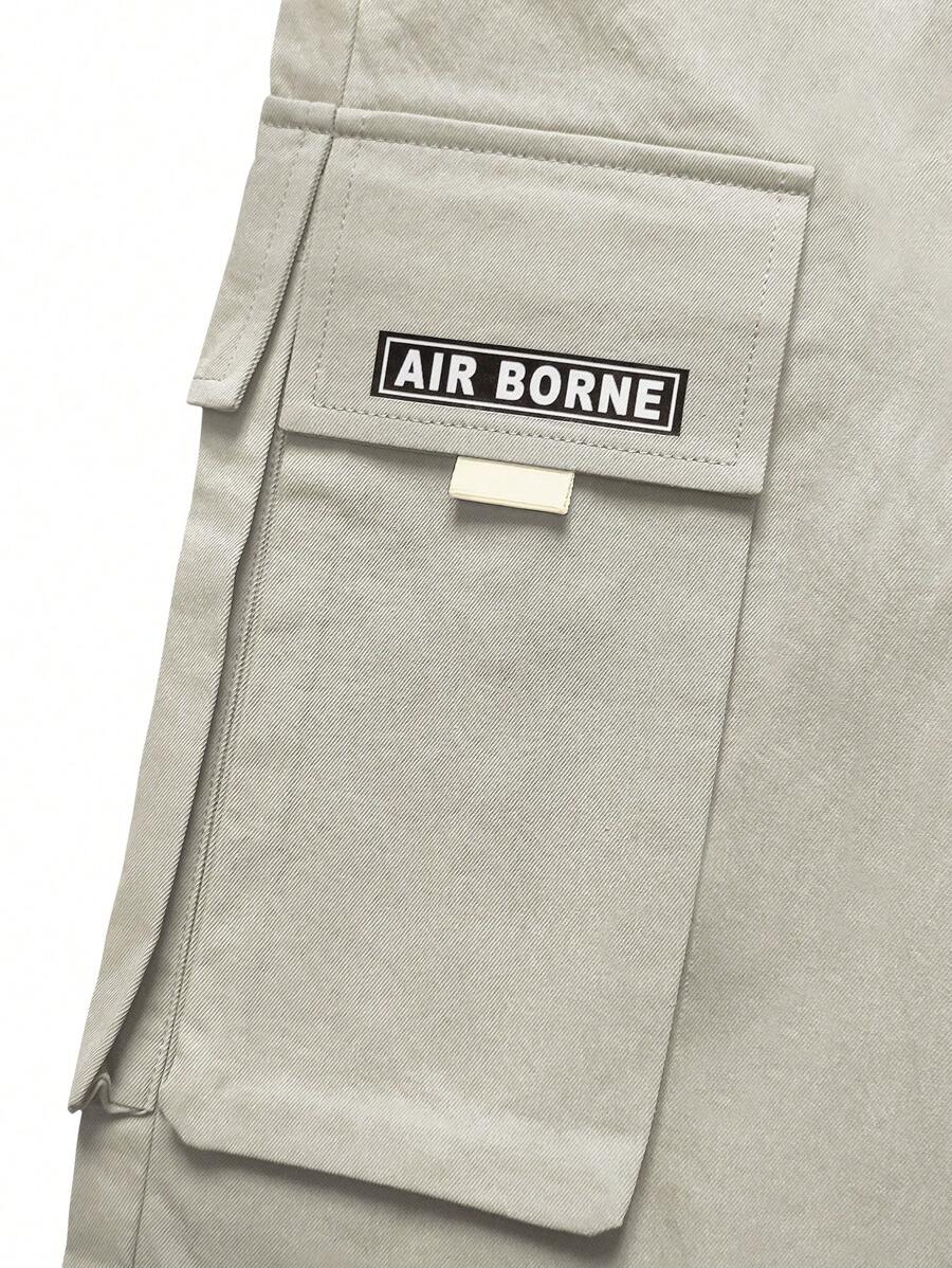 Manfinity EMRG Loose Fit Men's Letter Graphic Cargo Pants-5