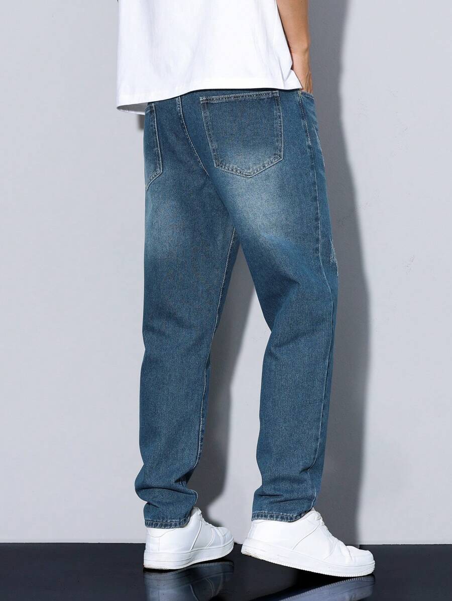 Manfinity Homme Men's Casual Pocket Design Denim Jeans, Everyday Wear-2