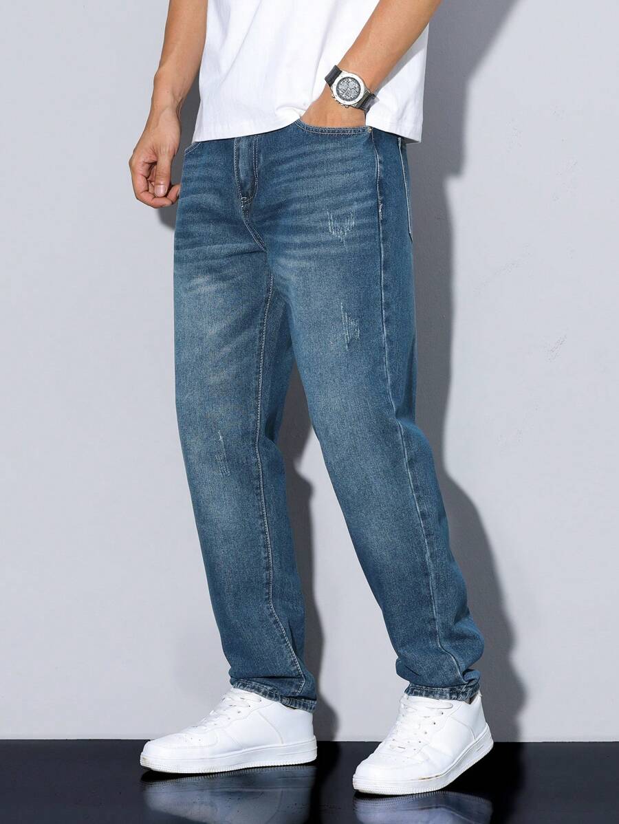 Manfinity Homme Men's Casual Pocket Design Denim Jeans, Everyday Wear-3