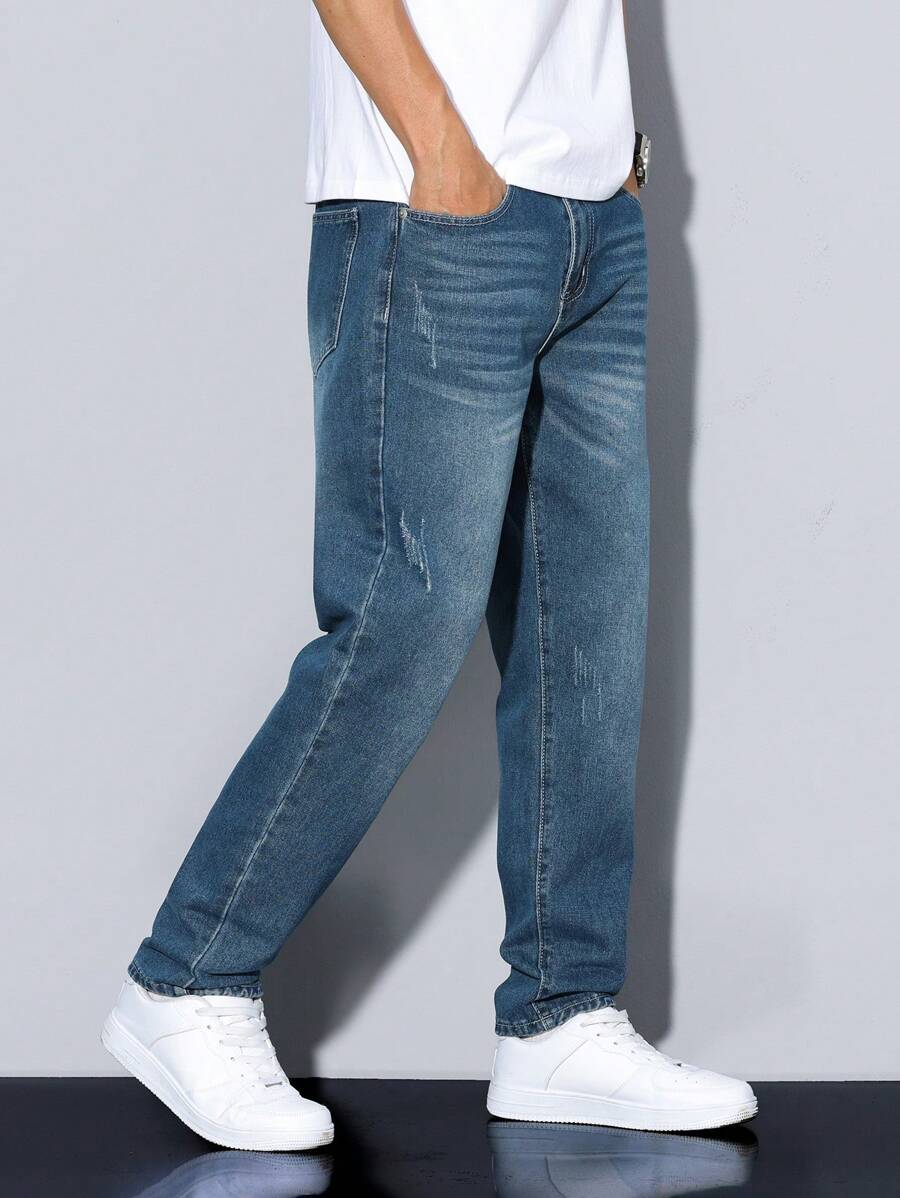 Manfinity Homme Men's Casual Pocket Design Denim Jeans, Everyday Wear-4