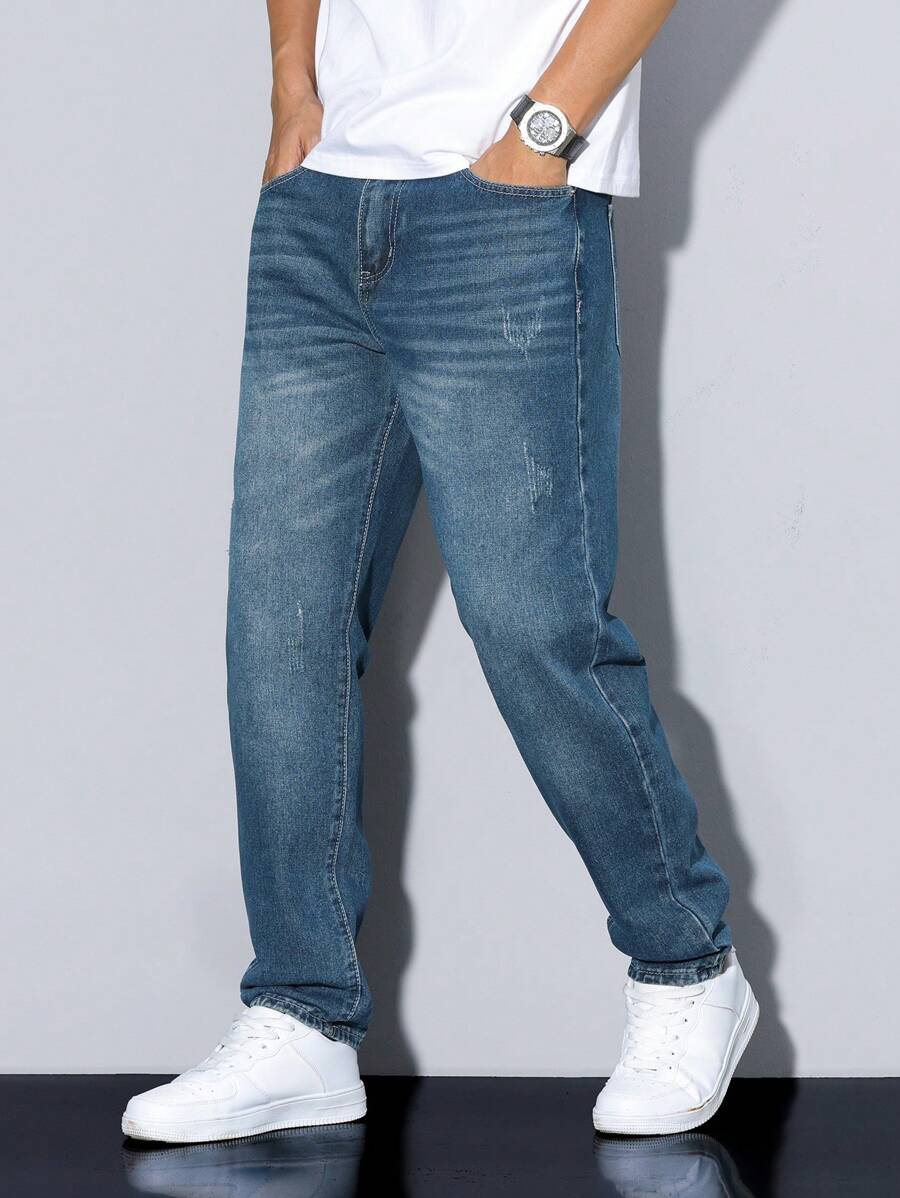 Manfinity Homme Men's Casual Pocket Design Denim Jeans, Everyday Wear-5