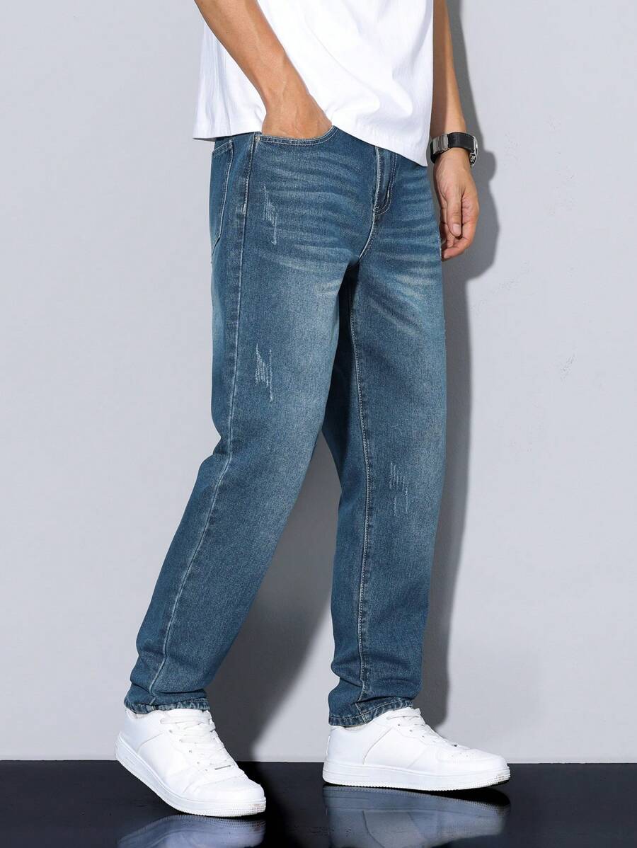 Manfinity Homme Men's Casual Pocket Design Denim Jeans, Everyday Wear-6