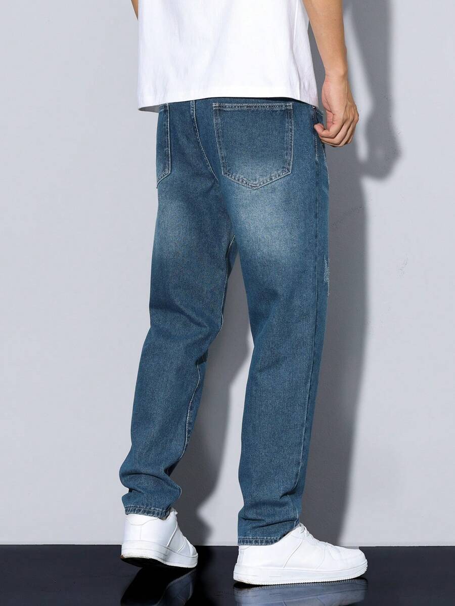 Manfinity Homme Men's Casual Pocket Design Denim Jeans, Everyday Wear-7