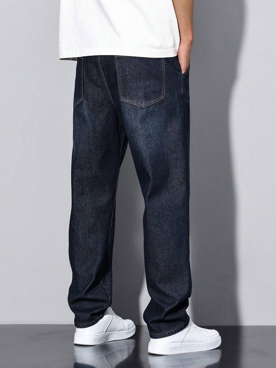 Manfinity Homme Men's Distressed Washed Warm Denim Jeans-2