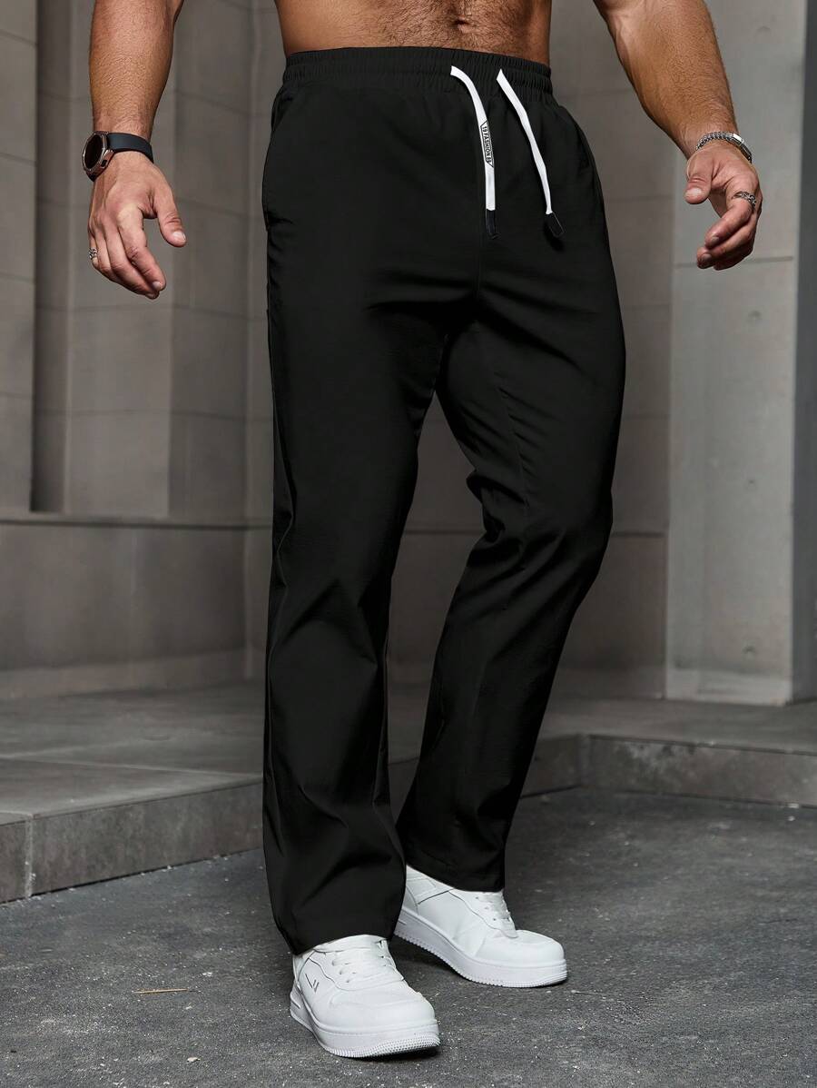 Manfinity Homme Men's Solid Color Drawstring Waist-4