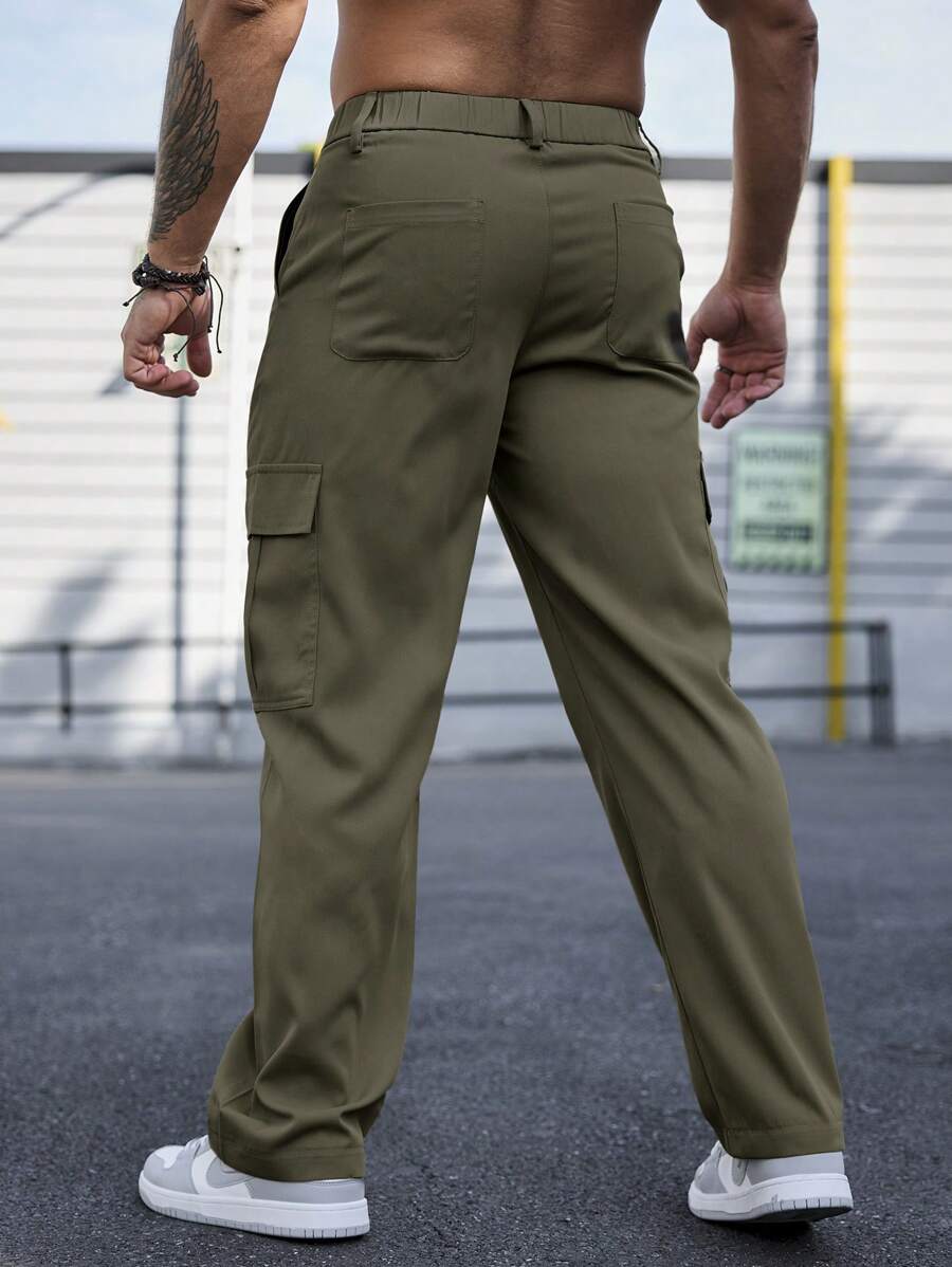 Manfinity Homme Men's Stylish Loose Pants With Big Pockets-2