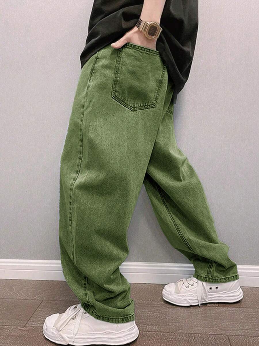 Manfinity Hypemode Loose Fit Men's Slant Pocket Straight Leg Jeans-2