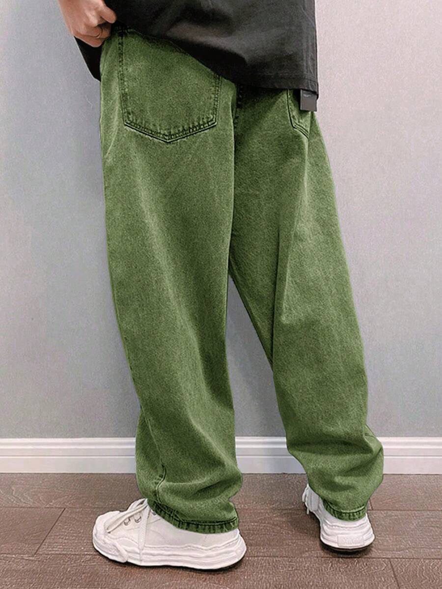 Manfinity Hypemode Loose Fit Men's Slant Pocket Straight Leg Jeans-3