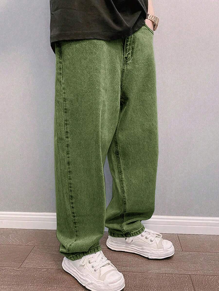 Manfinity Hypemode Loose Fit Men's Slant Pocket Straight Leg Jeans-4