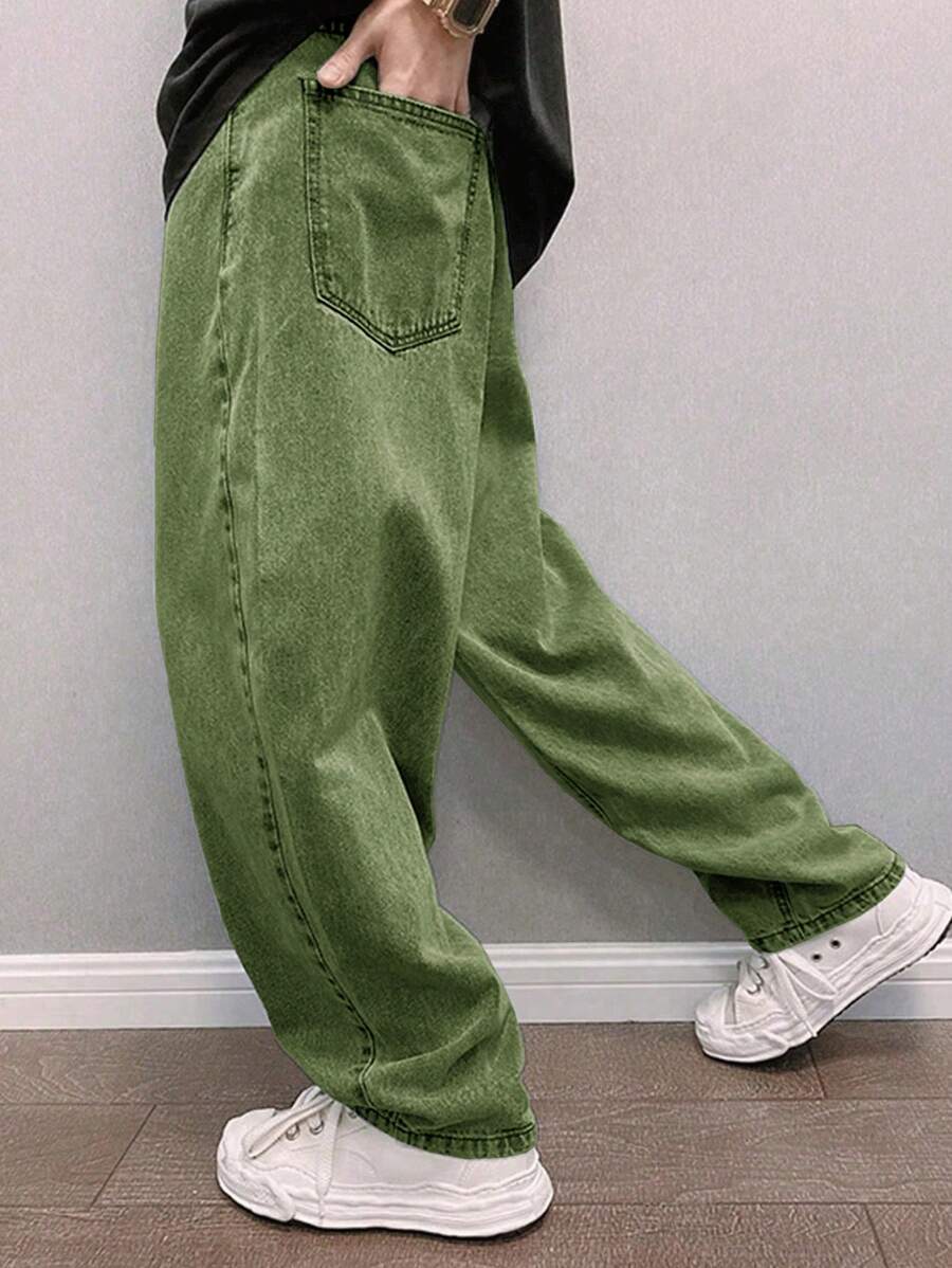 Manfinity Hypemode Loose Fit Men's Slant Pocket Straight Leg Jeans-6