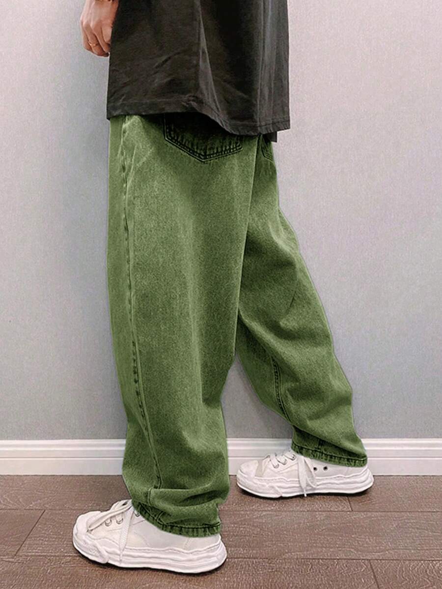 Manfinity Hypemode Loose Fit Men's Slant Pocket Straight Leg Jeans-7