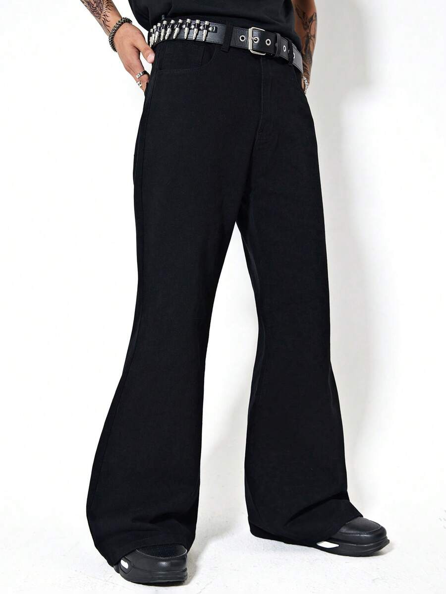 Manfinity Hypemode Men Slant Pocket Flare Leg Jeans Without Belt-7