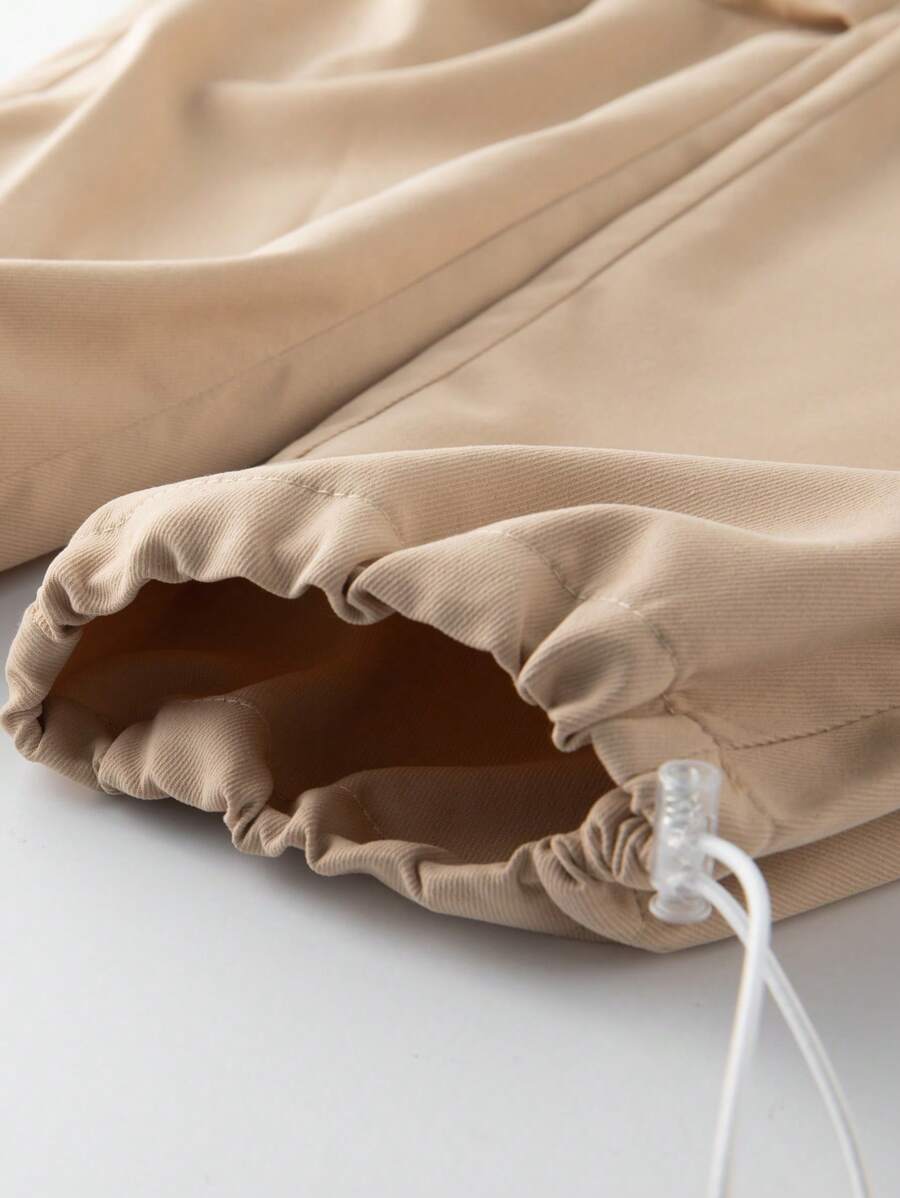 Manfinity Hypemode Men's Solid Color Drawstring Waist Long Pants-4