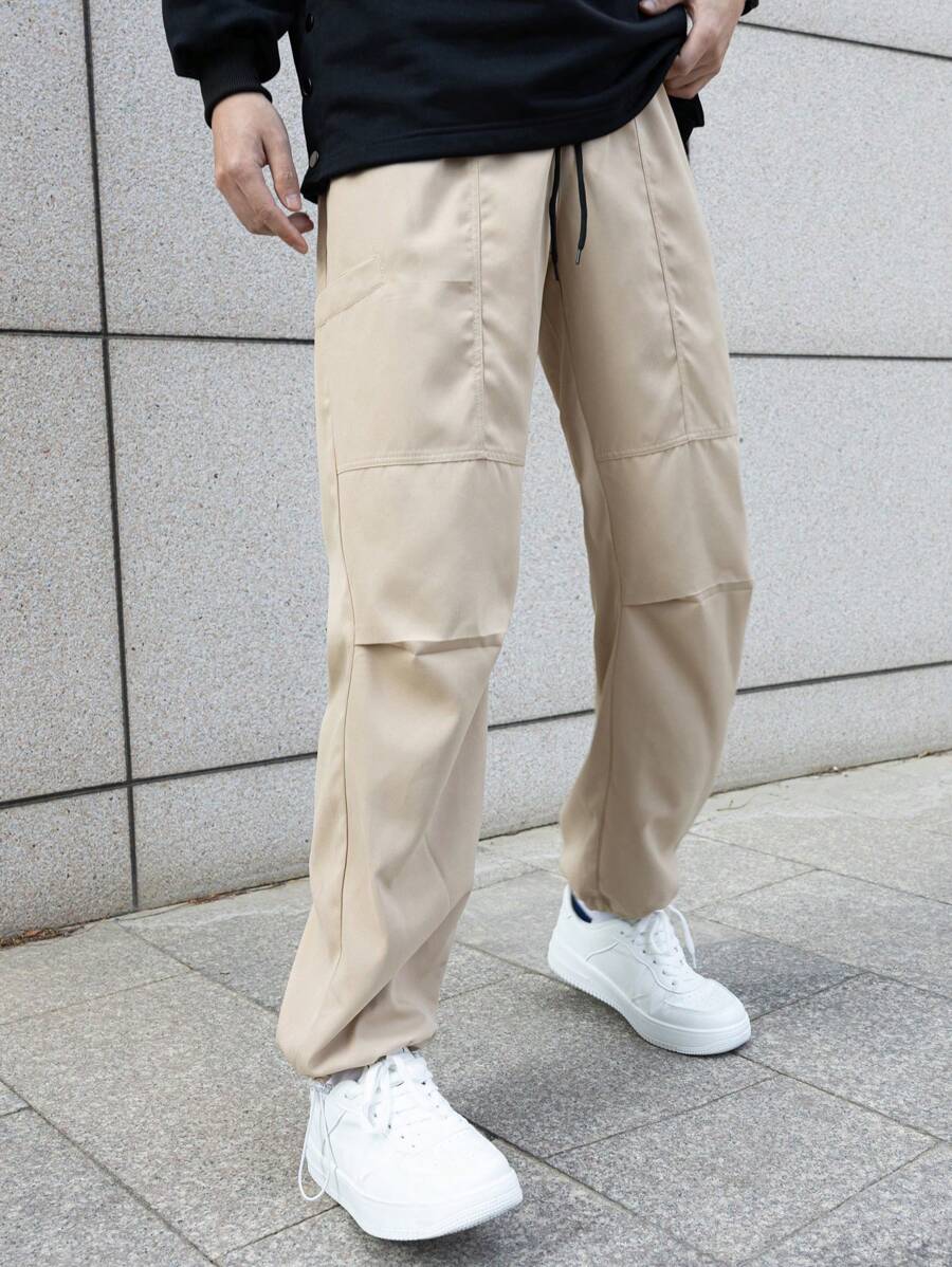 Manfinity Hypemode Men's Solid Color Drawstring Waist Long Pants-6