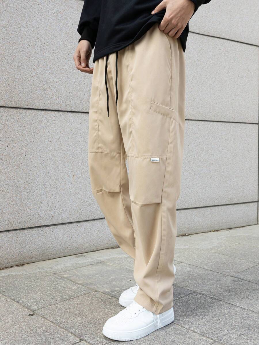 Manfinity Hypemode Men's Solid Color Drawstring Waist Long Pants-7