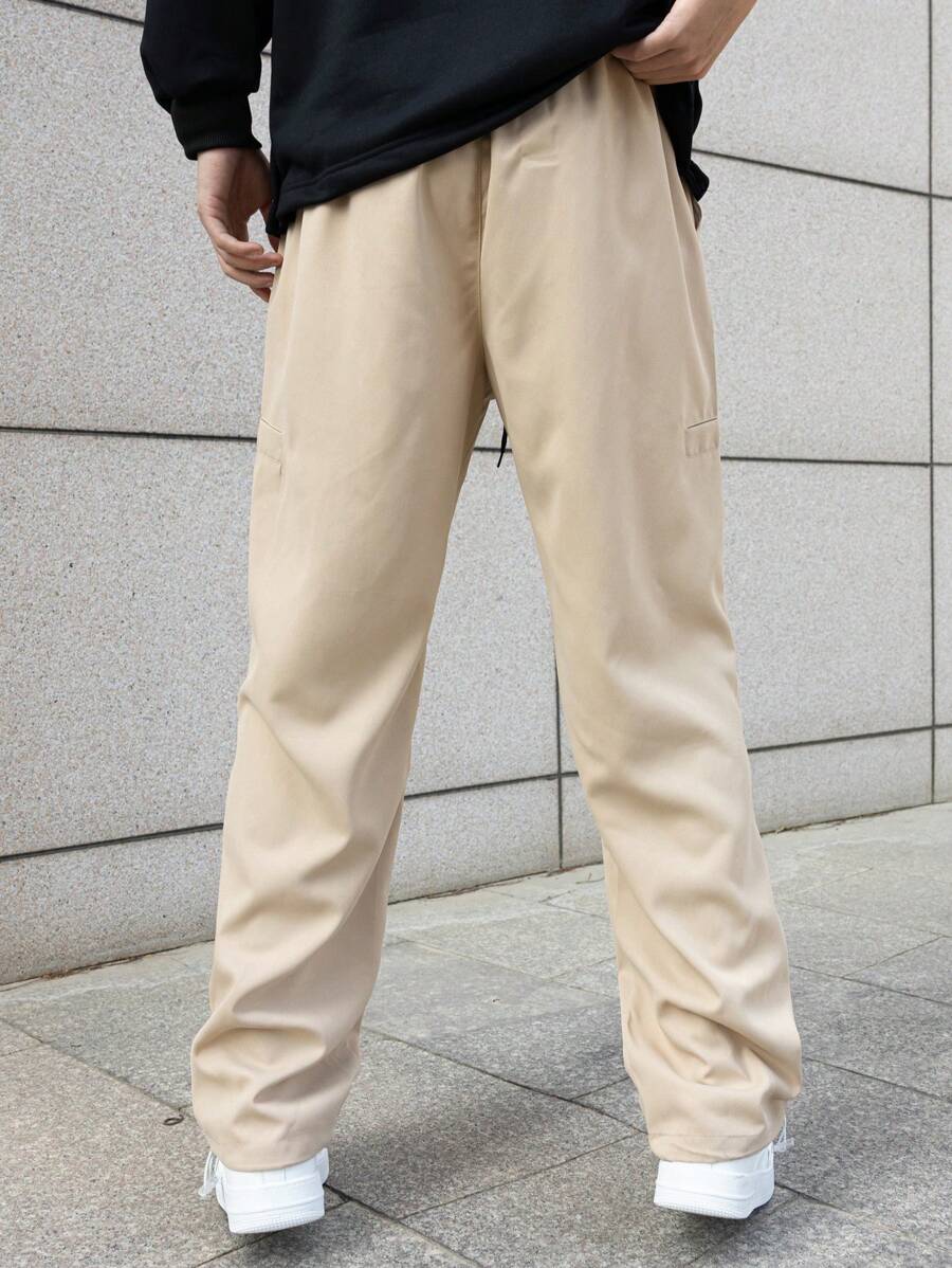 Manfinity Hypemode Men's Solid Color Drawstring Waist Long Pants-8