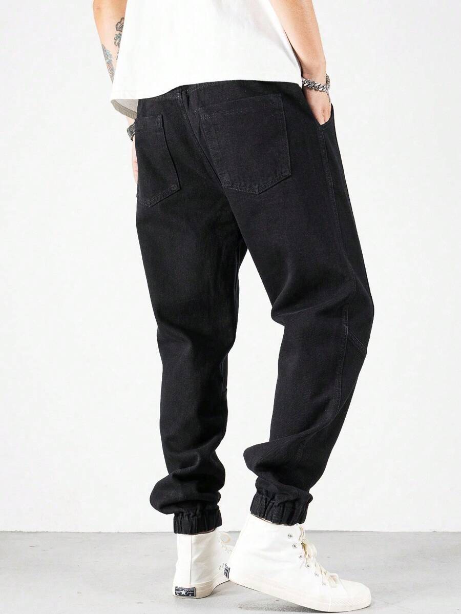 Manfinity Loose-Fit Men's Cotton Drawstring Waist Jogger Jeans-2