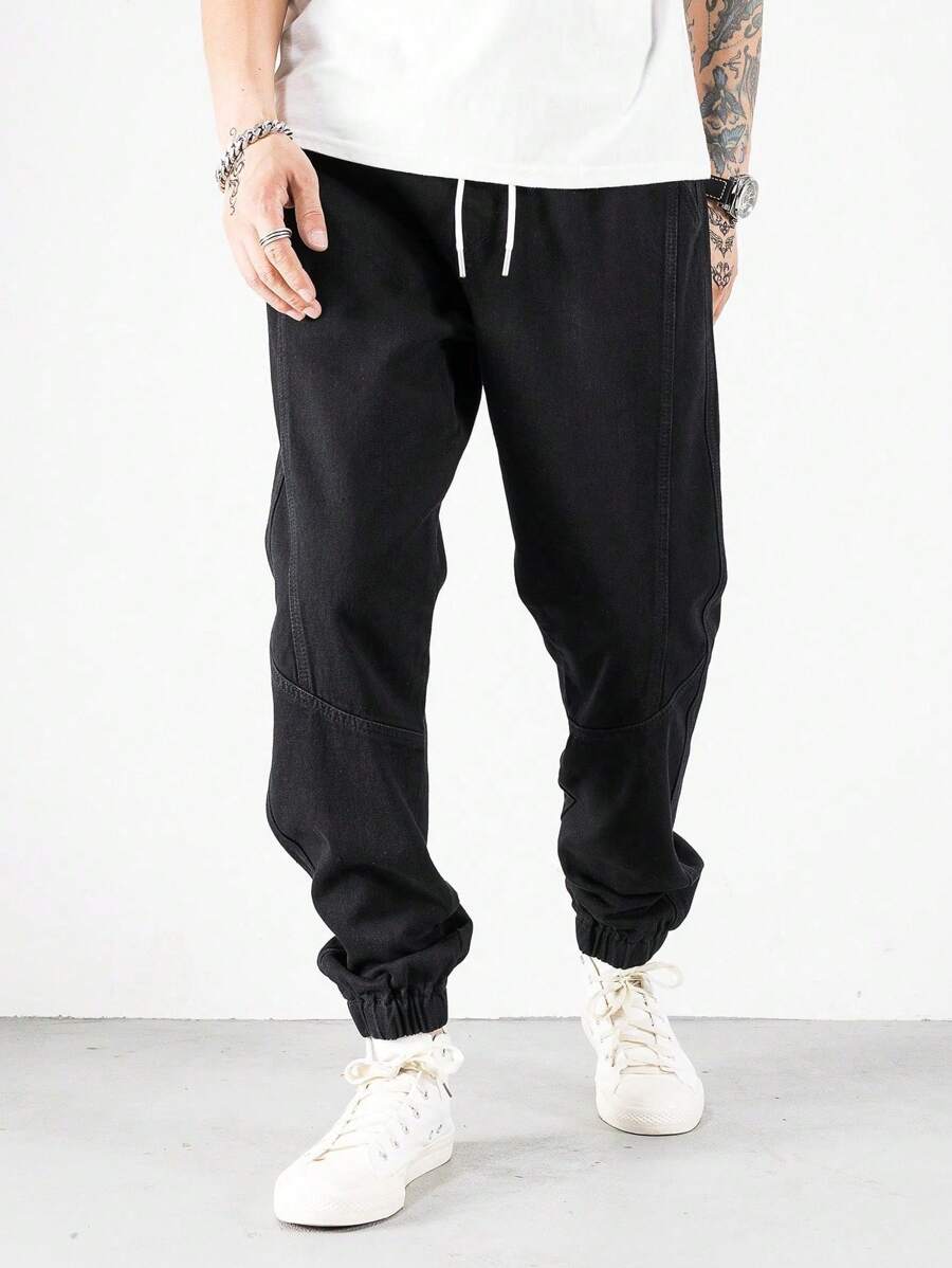 Manfinity Loose-Fit Men's Cotton Drawstring Waist Jogger Jeans-4