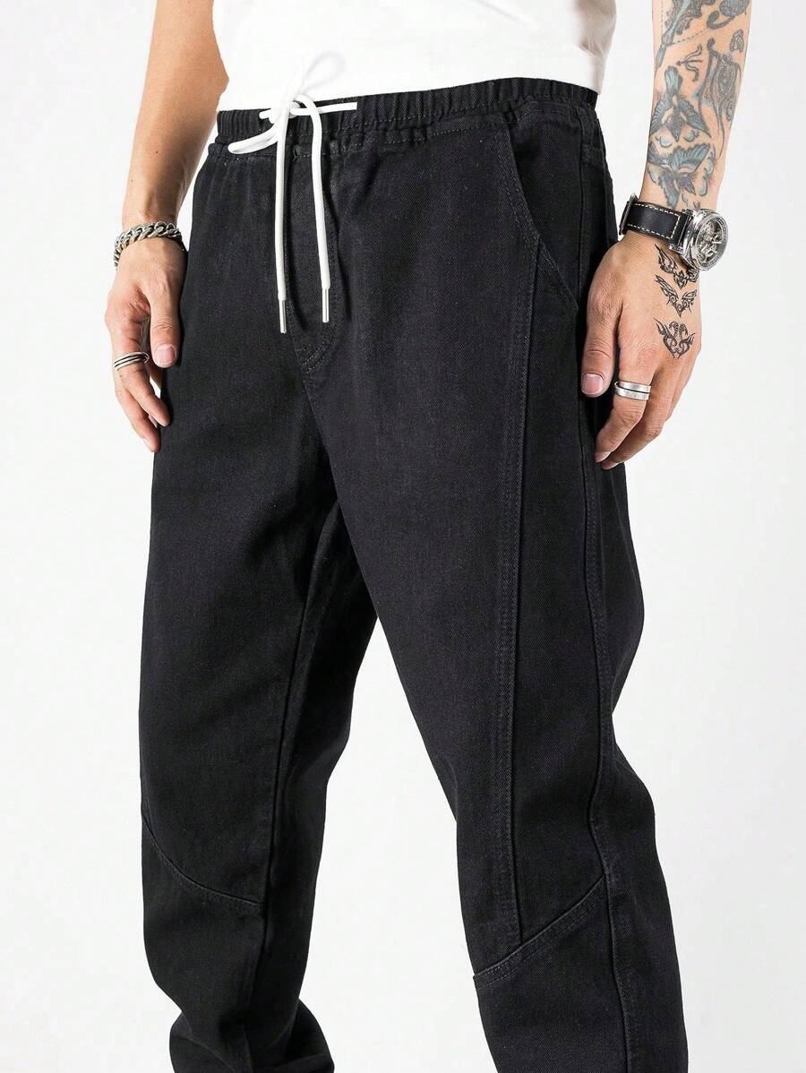 Manfinity Loose-Fit Men's Cotton Drawstring Waist Jogger Jeans-6