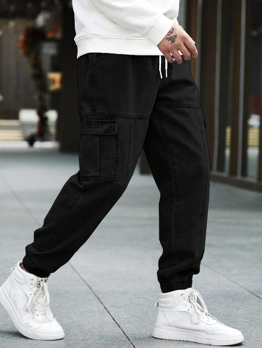 Manfinity Loose Men's Flap Pocket Side Jogger Jeans-3