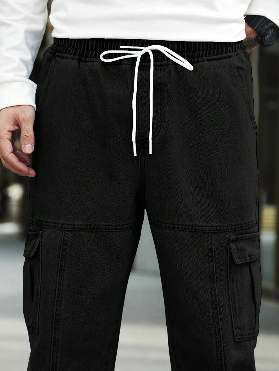 Manfinity Loose Men's Flap Pocket Side Jogger Jeans-6