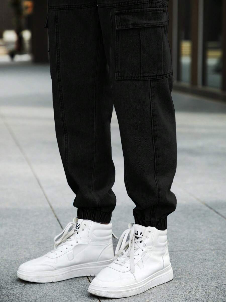 Manfinity Loose Men's Flap Pocket Side Jogger Jeans-7