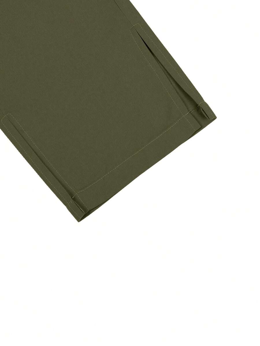 Manfinity Men's Solid Color Drawstring Waist Cargo Casual Pants-3