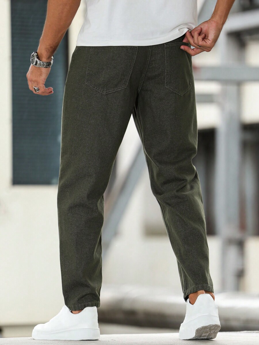 Manfinity RivetRise Men's Casual Simple Solid Color Skinny Fit Jeans-9