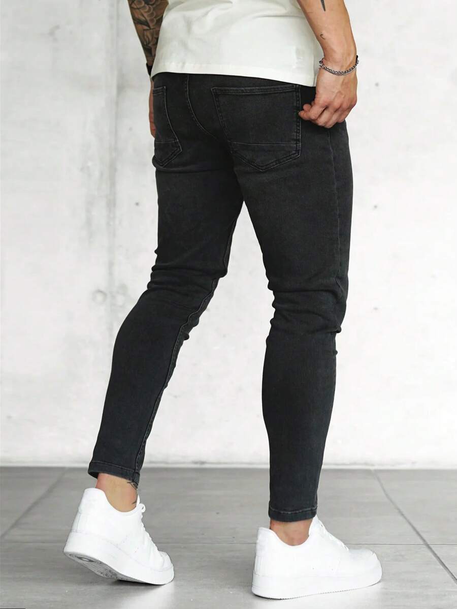 Men Slant Pocket Skinny Jeans-2