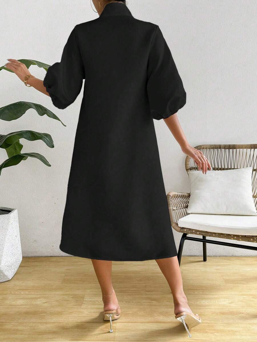 SHEIN Holidaya Charming Lantern Sleeve Solid Color-2