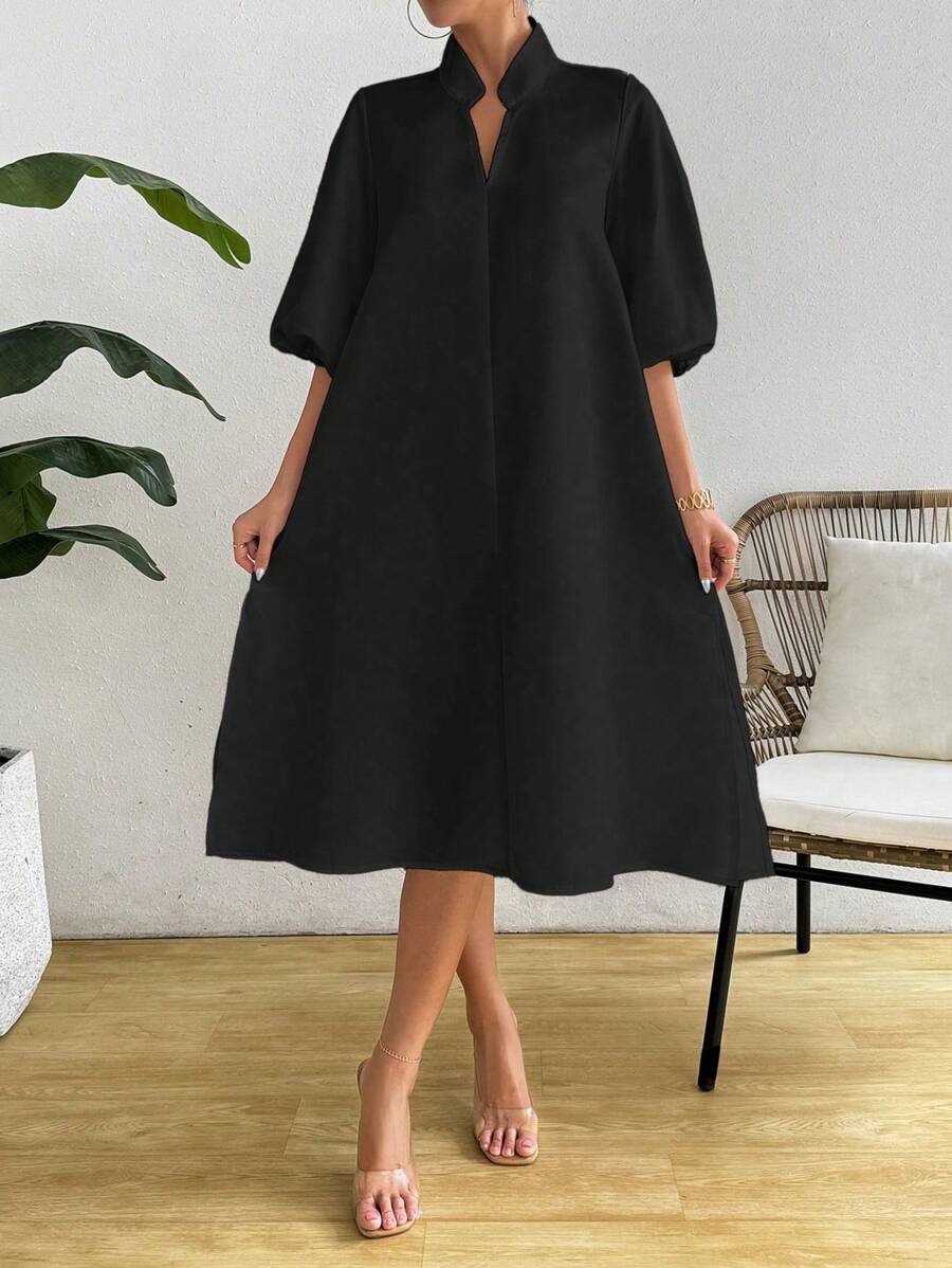 SHEIN Holidaya Charming Lantern Sleeve Solid Color-3