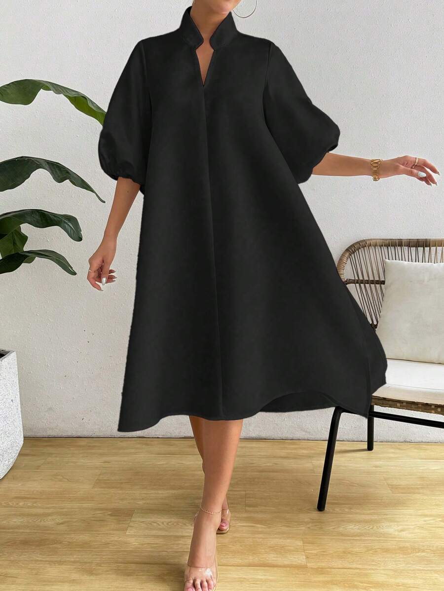 SHEIN Holidaya Charming Lantern Sleeve Solid Color-4