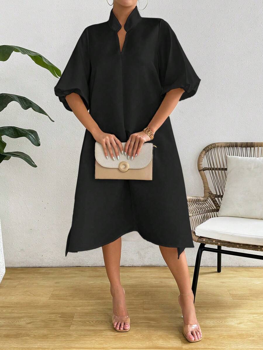 SHEIN Holidaya Charming Lantern Sleeve Solid Color-6