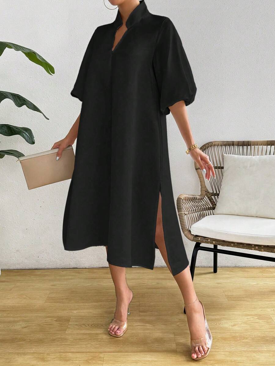 SHEIN Holidaya Charming Lantern Sleeve Solid Color-7