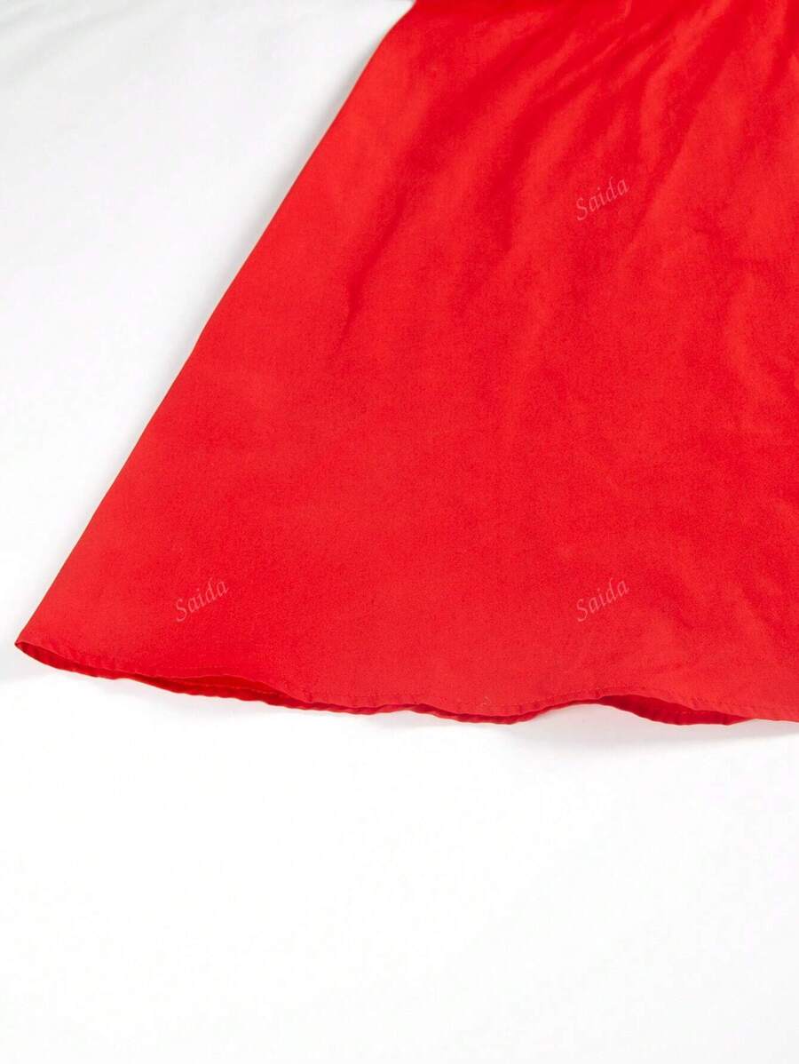 Women's Stand Collar Solid Color Lantern Sleeve Elegant Maxi Dress-4