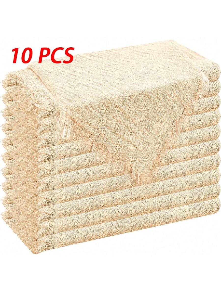 10-20-30-40-50-60pcs Tasseled Napkins, Soft And Absorbent, Reusable Cloth Napkins -10